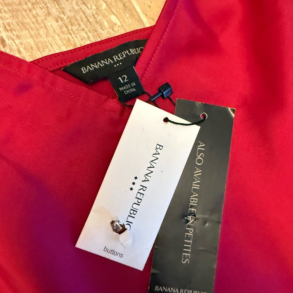Banana Republic Red Satin Slip Maxi Dress with Side Button Detail 12 NWT - Picture 3 of 8